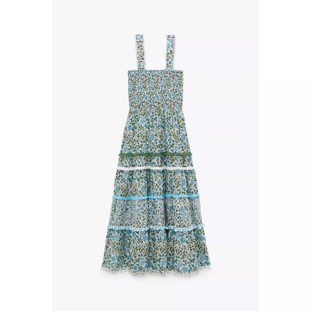 Zara Blue Floral Midi Dress